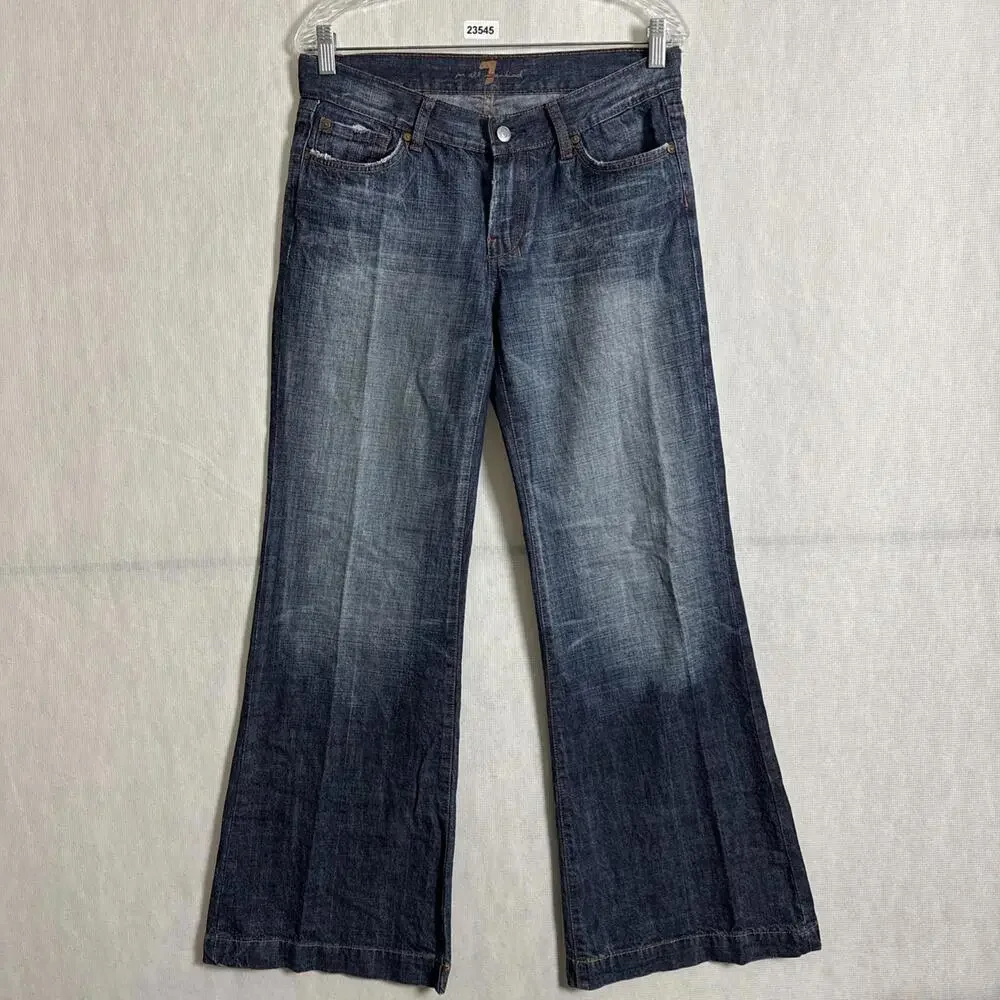 7 For All Mandkind Women's Size 30 Dark Wash y2k Dojo Low-Rise Flare Jeans